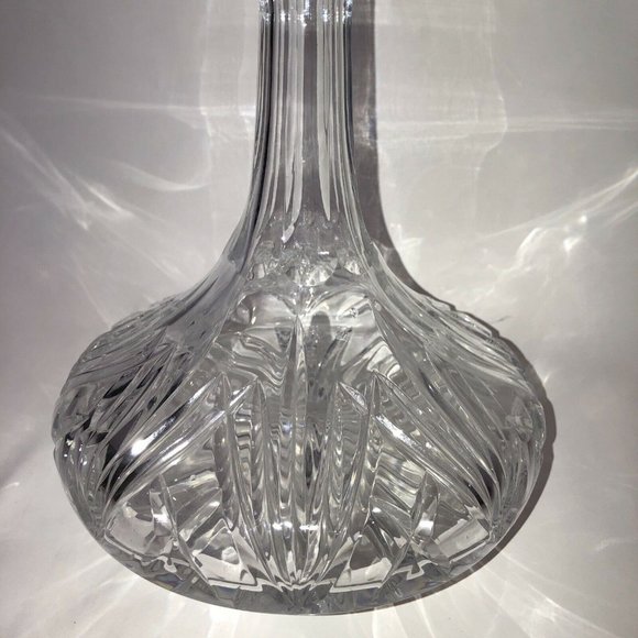 VTG Heavy Clear Cut Lead Crystal Glass Flare Ship's Table Decanter 8" - Picture 6 of 12